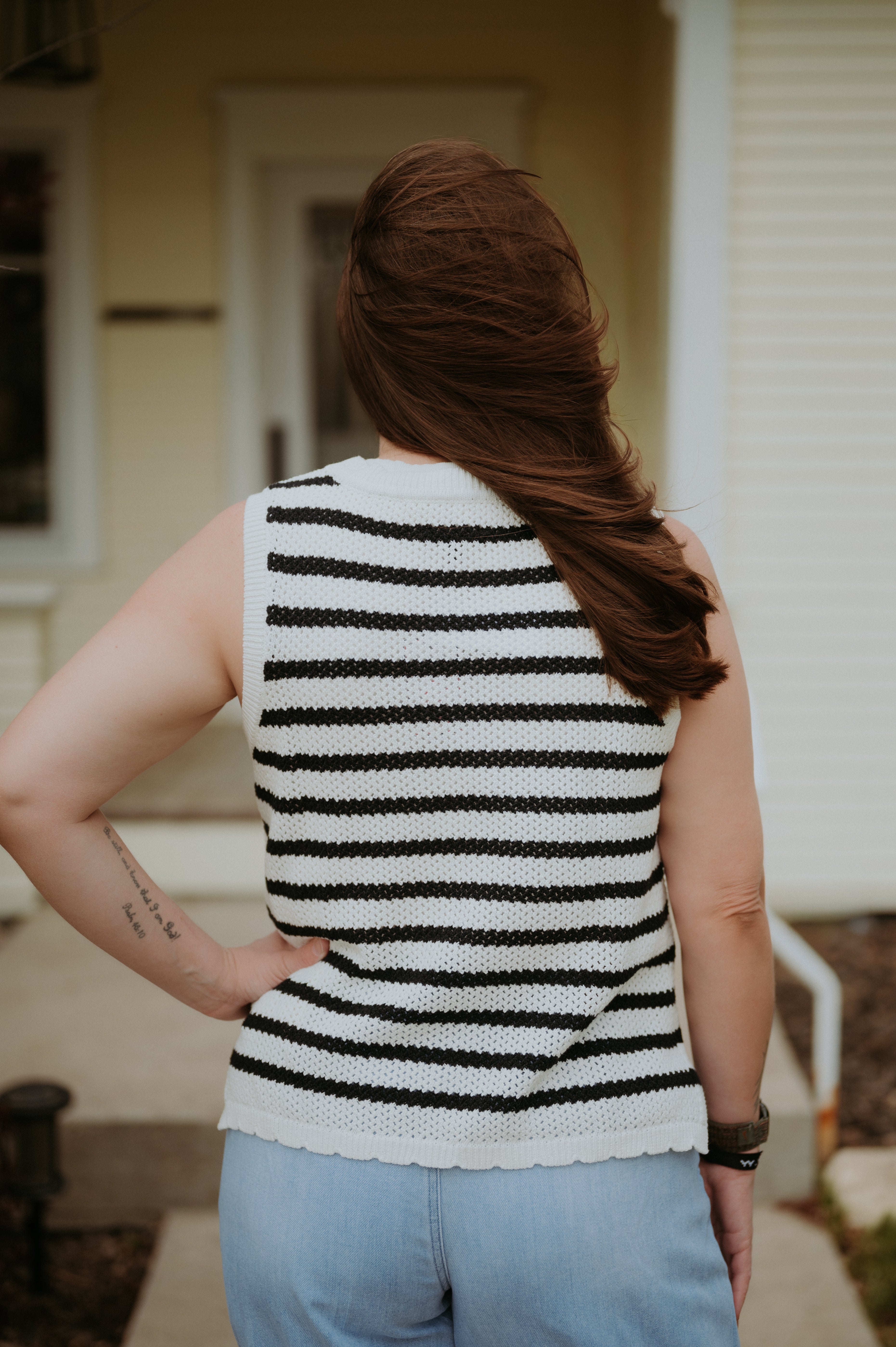 Flag & Anthem Iris Stripe Sweater Tank Black/White