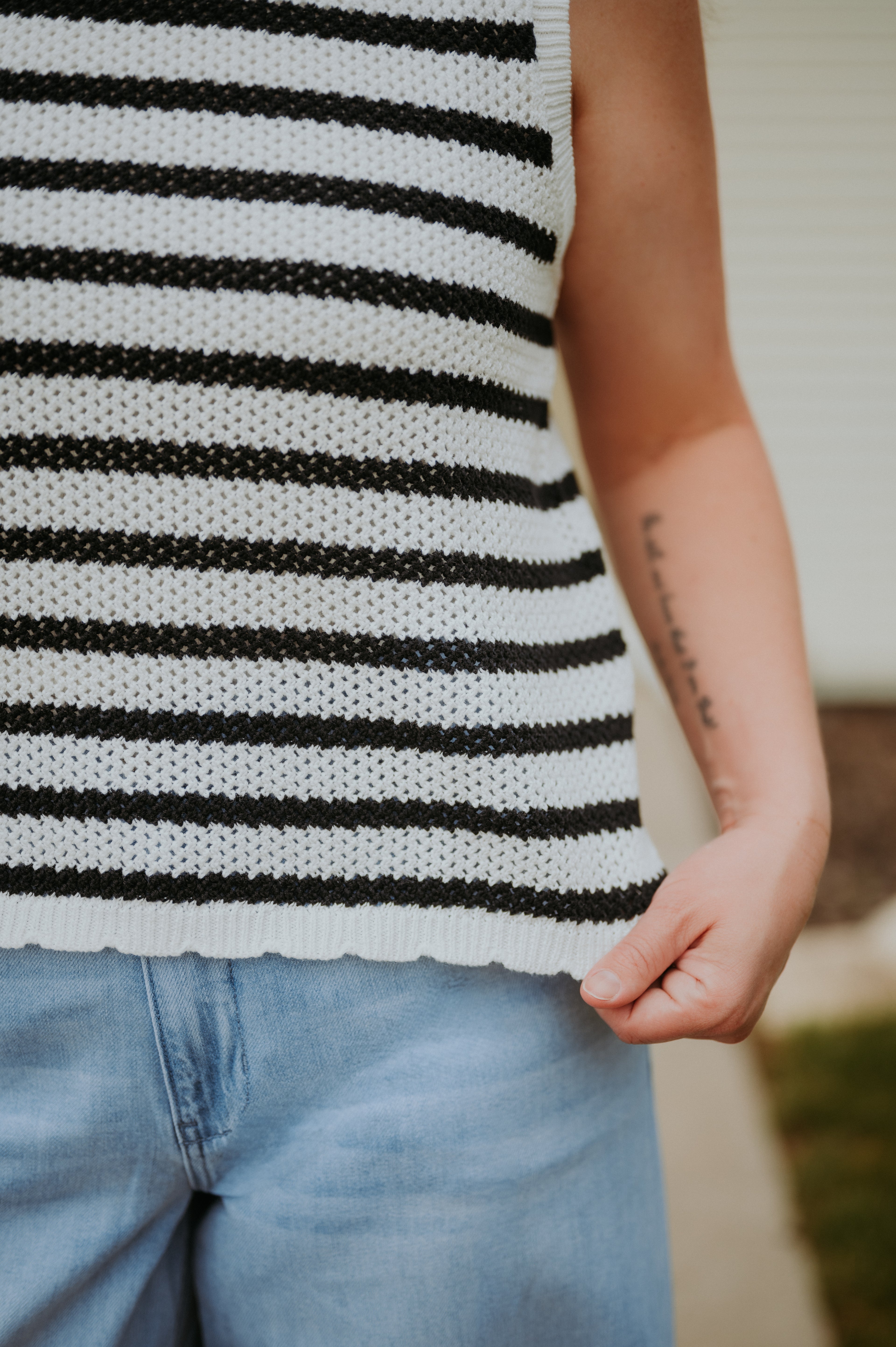 Flag & Anthem Iris Stripe Sweater Tank Black/White