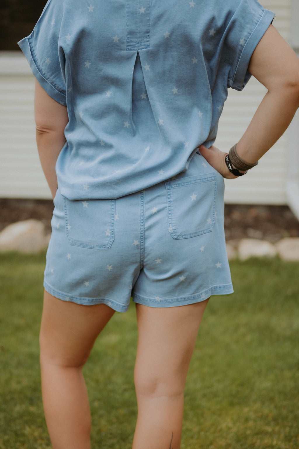 Flag & Anthem Buffy Star Print Drawstring Short Light Blue