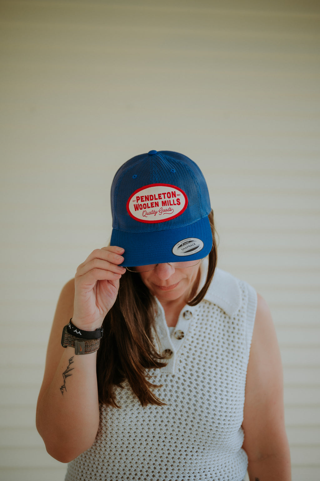 Pendleton Mesh Trucker Hat Quality Good Royal Blue/Red