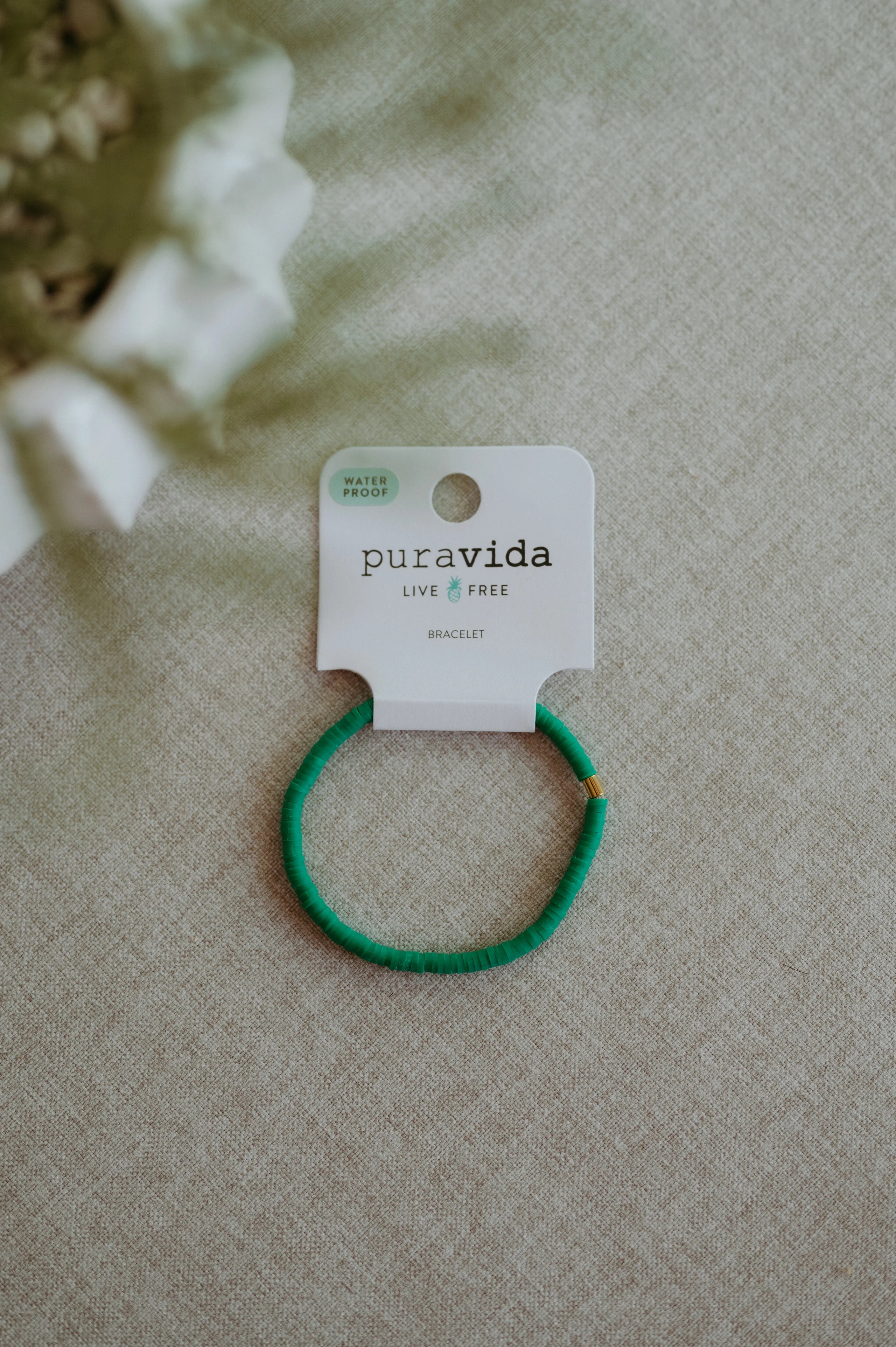 Puravida Cabrillo Vinyl Disc Stretch Bracelet (Green)